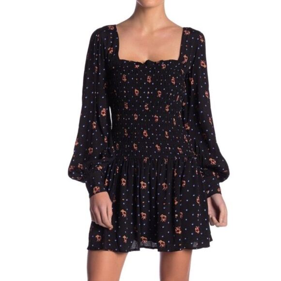 Free People Two Faces Long Sleeve Black Mini Dress Medium NWT - Picture 1 of 16
